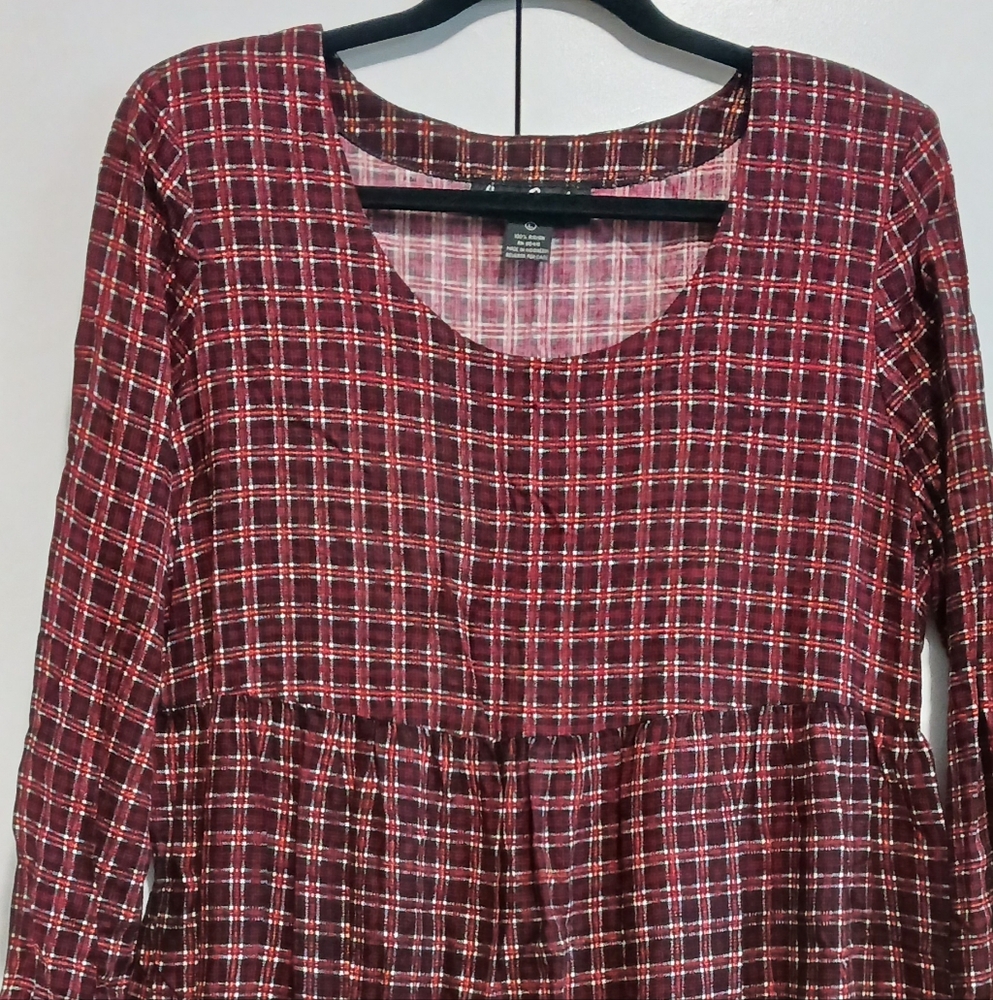 Jamie Brooke dress with a red, black, and white checkered print.